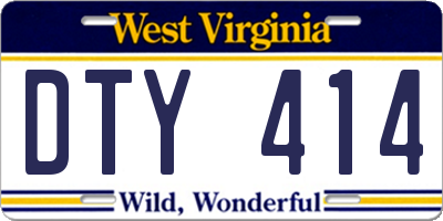 WV license plate DTY414