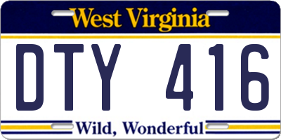 WV license plate DTY416