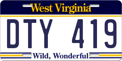 WV license plate DTY419