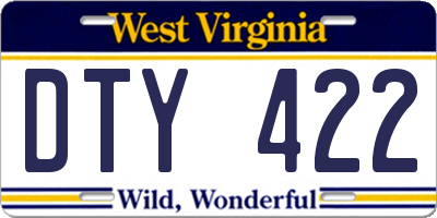 WV license plate DTY422