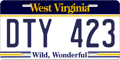 WV license plate DTY423