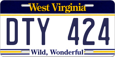 WV license plate DTY424