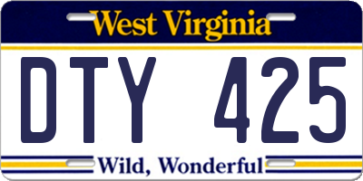 WV license plate DTY425