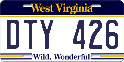 WV license plate DTY426