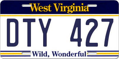 WV license plate DTY427