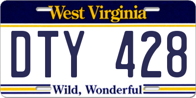 WV license plate DTY428
