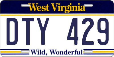 WV license plate DTY429