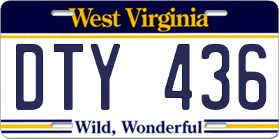 WV license plate DTY436