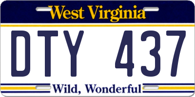 WV license plate DTY437