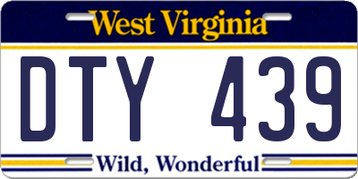 WV license plate DTY439