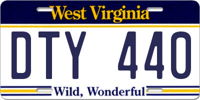 WV license plate DTY440