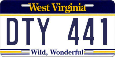 WV license plate DTY441