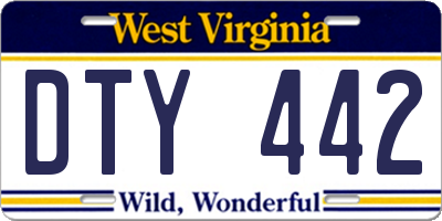 WV license plate DTY442