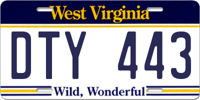 WV license plate DTY443