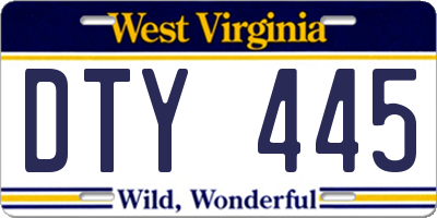 WV license plate DTY445