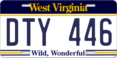 WV license plate DTY446