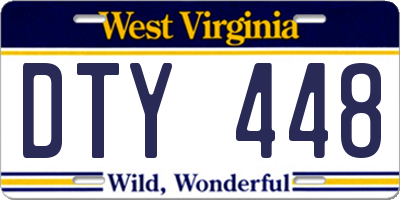 WV license plate DTY448