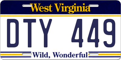 WV license plate DTY449