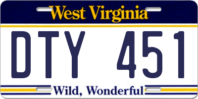 WV license plate DTY451