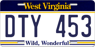 WV license plate DTY453