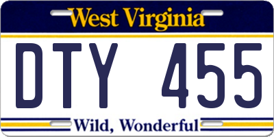 WV license plate DTY455