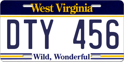 WV license plate DTY456