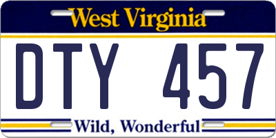 WV license plate DTY457