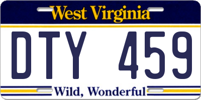 WV license plate DTY459