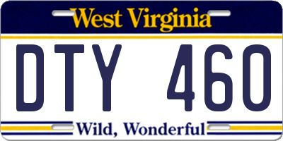 WV license plate DTY460