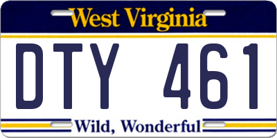 WV license plate DTY461