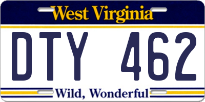 WV license plate DTY462