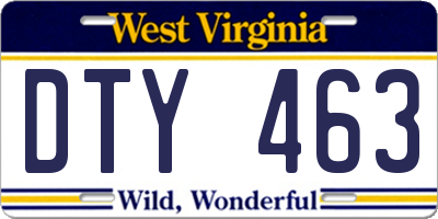 WV license plate DTY463