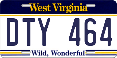 WV license plate DTY464