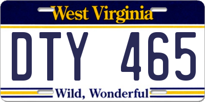 WV license plate DTY465