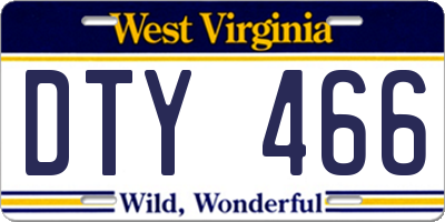 WV license plate DTY466
