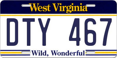 WV license plate DTY467