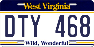 WV license plate DTY468