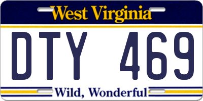 WV license plate DTY469
