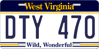 WV license plate DTY470