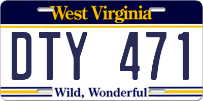 WV license plate DTY471