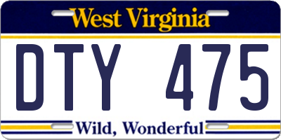 WV license plate DTY475