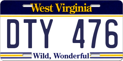 WV license plate DTY476