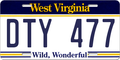WV license plate DTY477