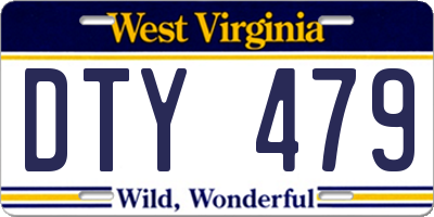 WV license plate DTY479