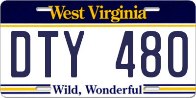 WV license plate DTY480