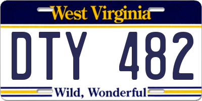 WV license plate DTY482