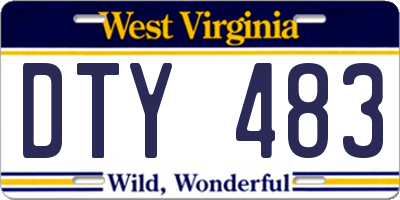WV license plate DTY483