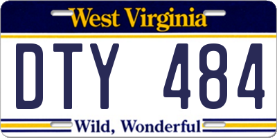 WV license plate DTY484