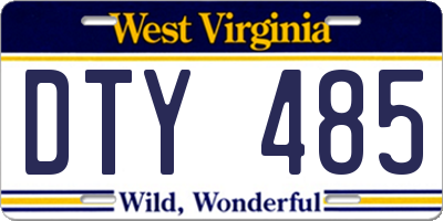 WV license plate DTY485