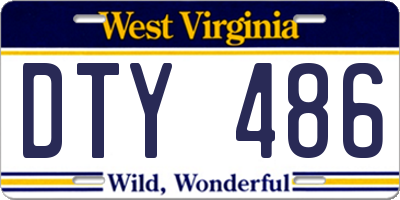 WV license plate DTY486